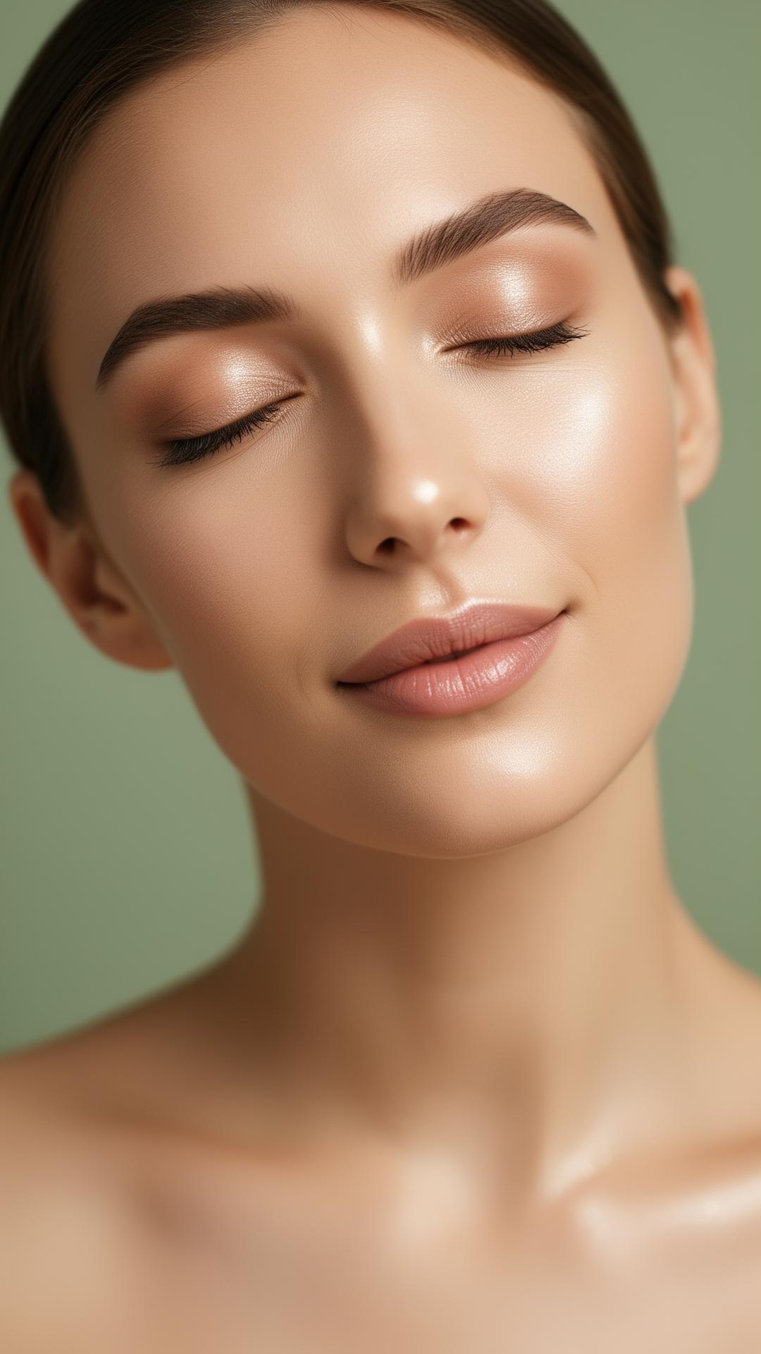 Woman with luminous skin relaxing